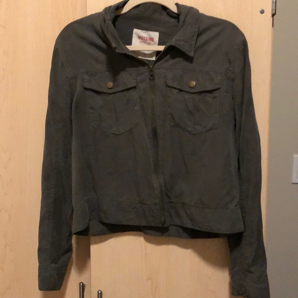 Army green zip up jacket